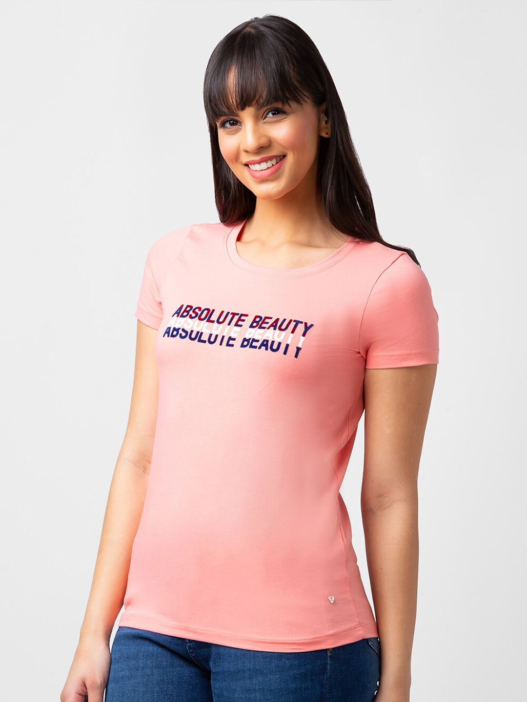 SPYKAR Women Typography Printed Cotton T-shirt