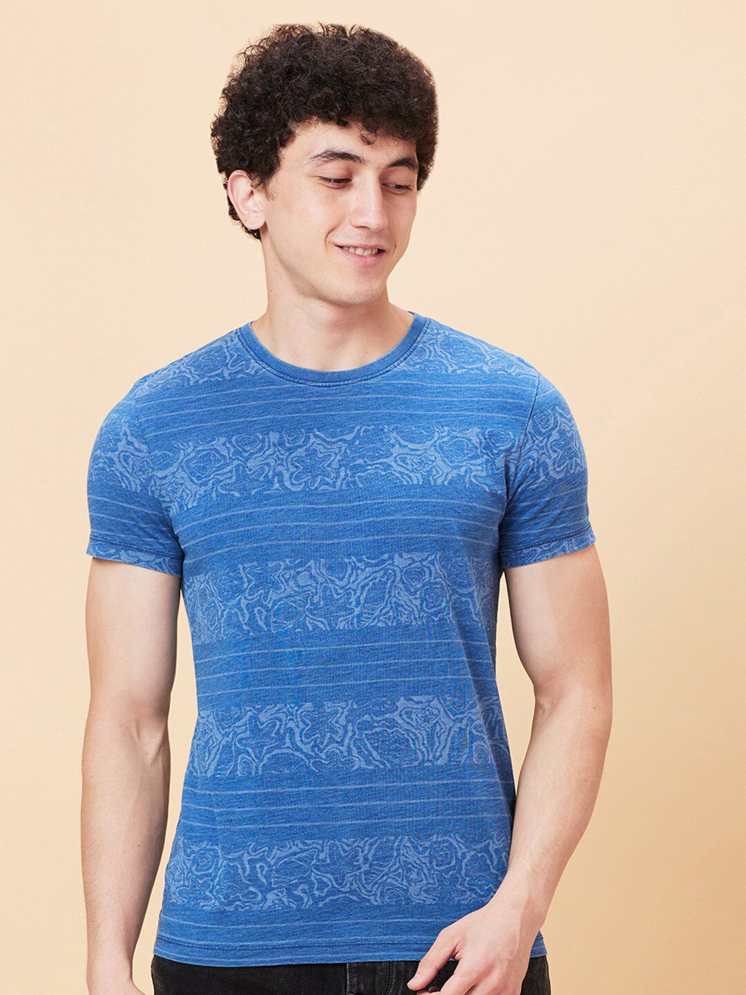 Being Human Striped Round Neck Short Sleeves Tshirt