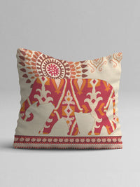 STITCHNEST Set Of 5 Green & White Ethnic Motifs Jute Cotton Square Cushion Covers