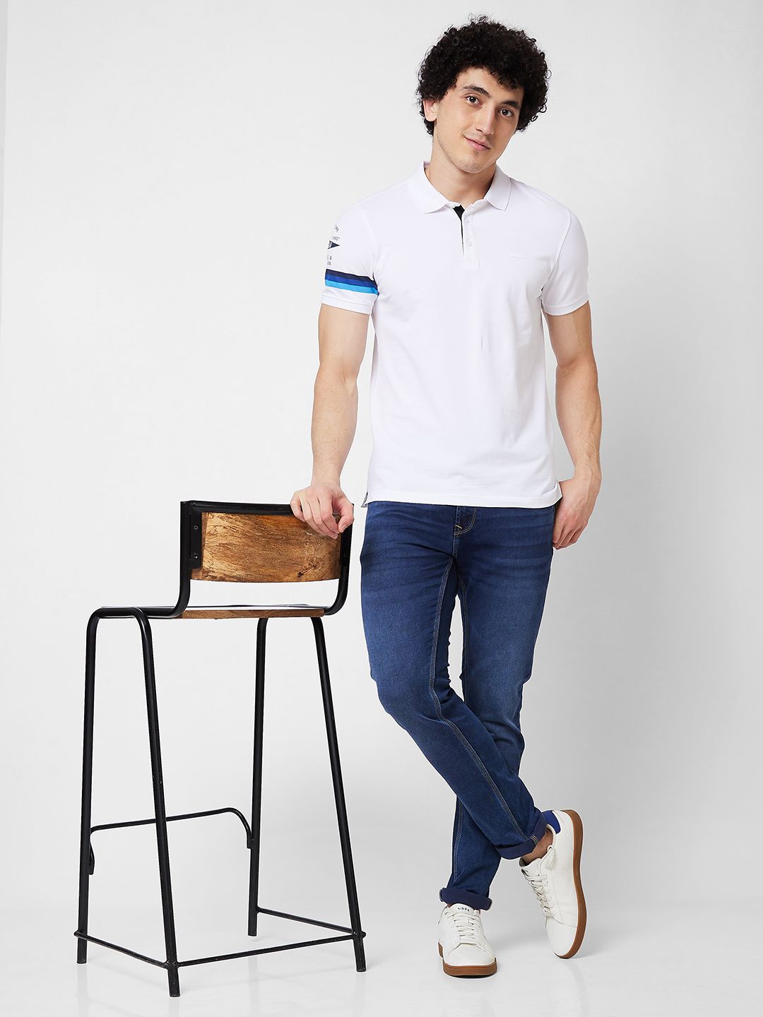 SPYKAR Polo Collar Short Sleeves Cotton Slim Fit T-shirt