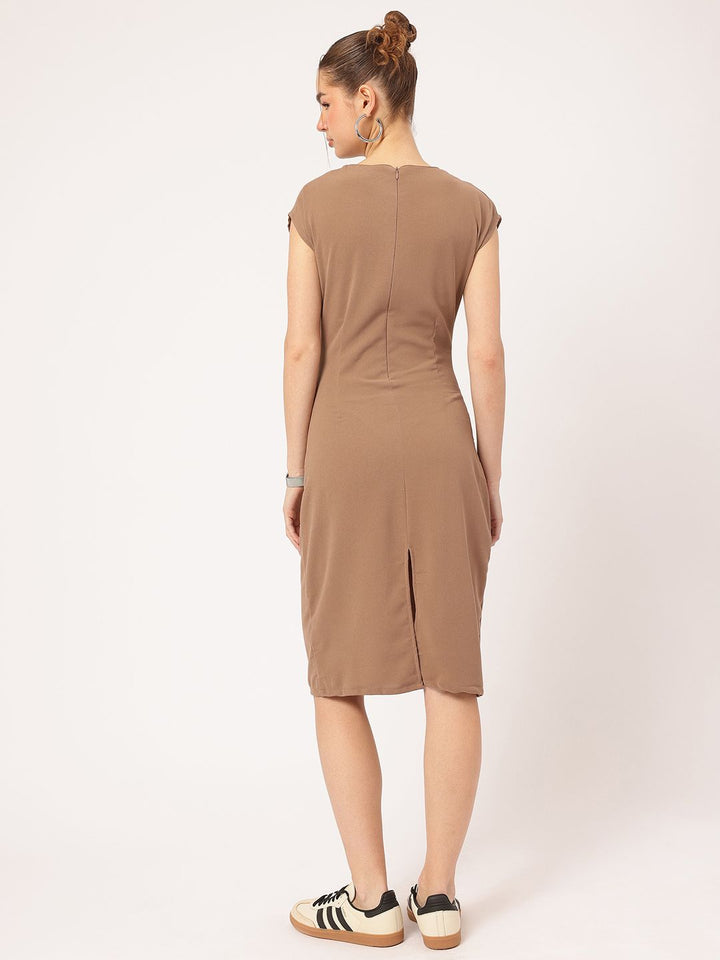 Dressberry Ruche Chic V-Neck Sheath Dress