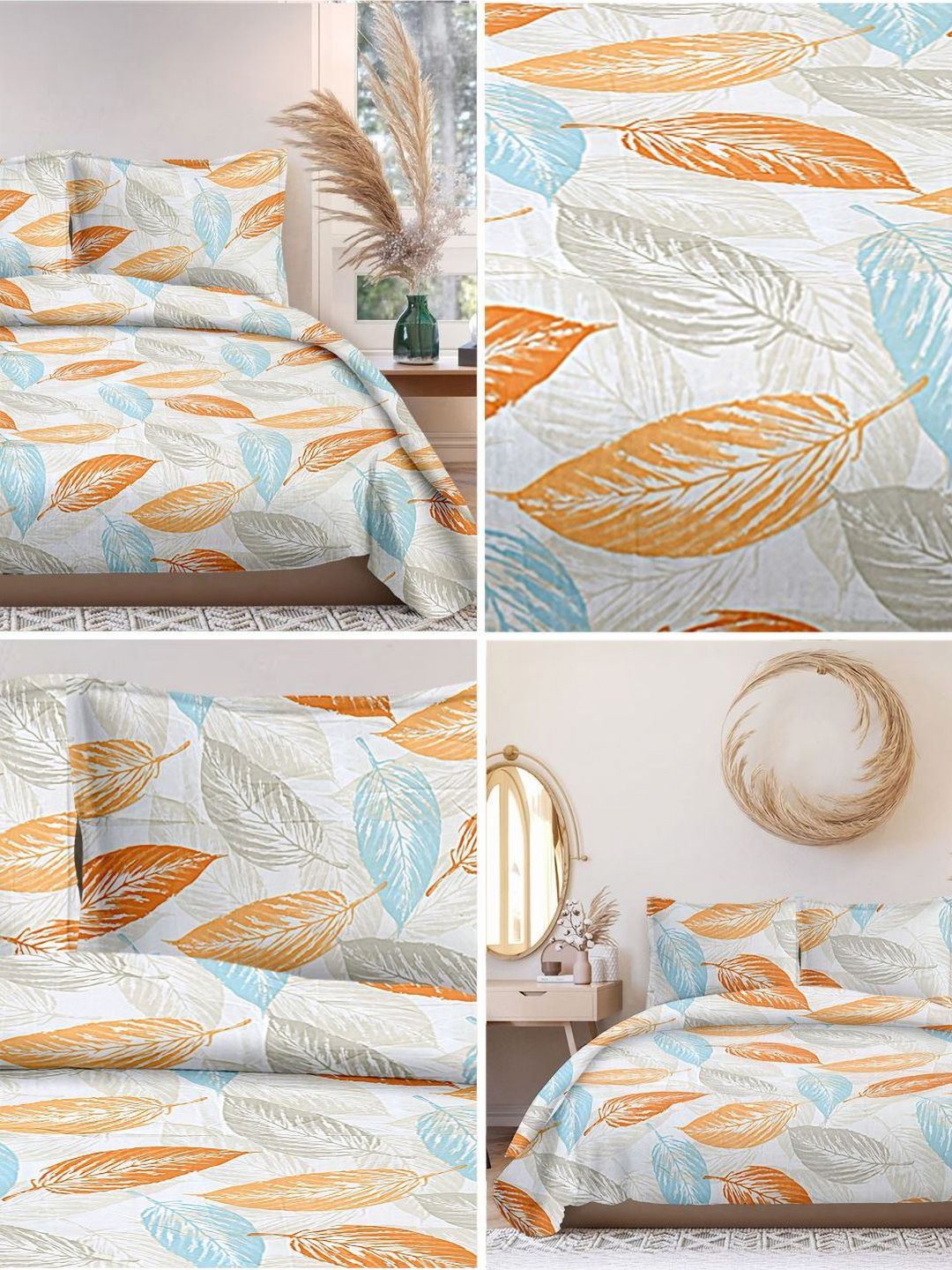 Cortina Glazed Cotton Yellow Paisley 140 TC King Bedsheet with 2 Pillow Covers