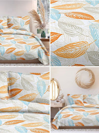 Cortina Glazed Cotton Yellow Paisley 140 TC King Bedsheet with 2 Pillow Covers