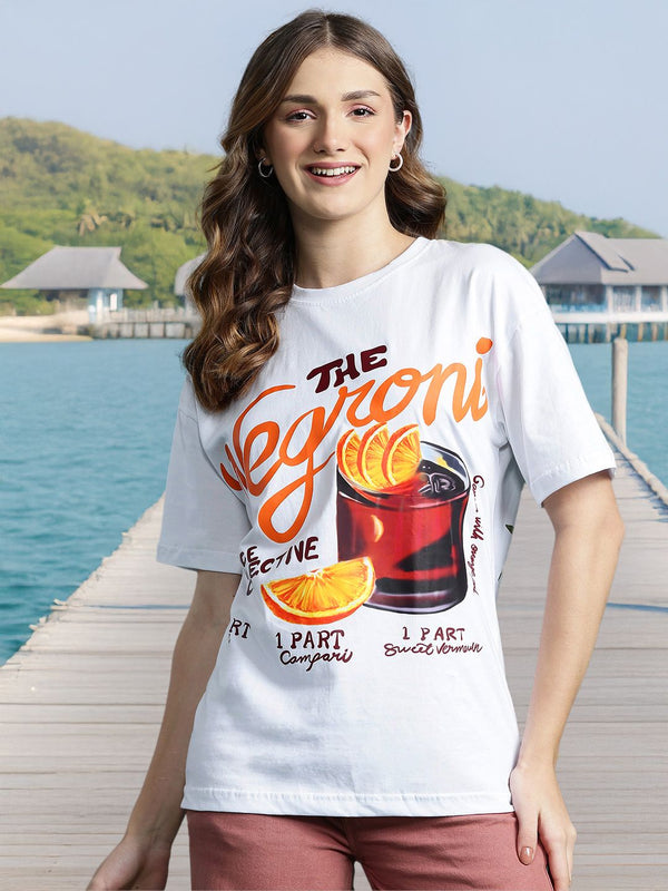 DressBerry Printed Drop-Shoulder Pure Cotton T-shirt