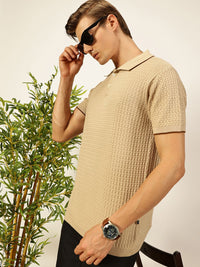 Thomas Scott Men Self Design Regular Fit Knitted Polo T-shirt
