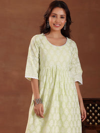 Libas Floral Embroidered Thread Work Pure Cotton A-Line Kurta Set