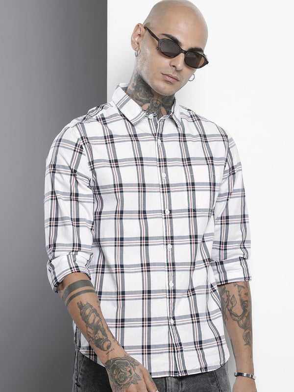 The Indian Garage Co Slim Fit Checked Pure Cotton Casual Shirt