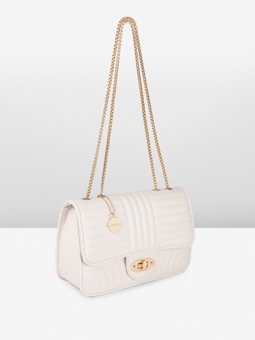DressBerry Textured Structured Shoulder Bag with Quilted