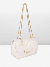 DressBerry Textured Structured Shoulder Bag with Quilted