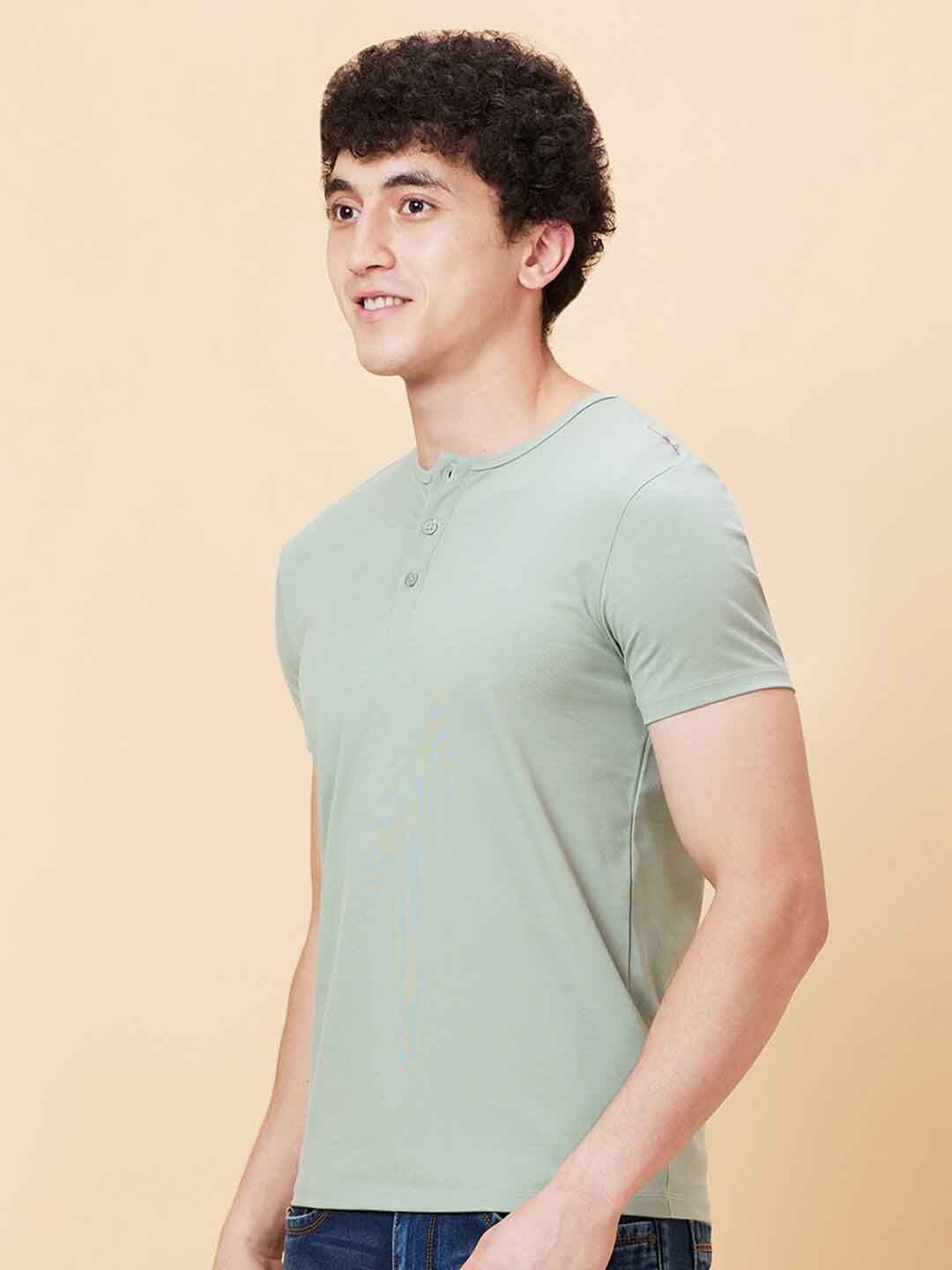 Being Human Cotton Henley Neck Short Sleeves Regular Fit Pockets Casual T-shirt
