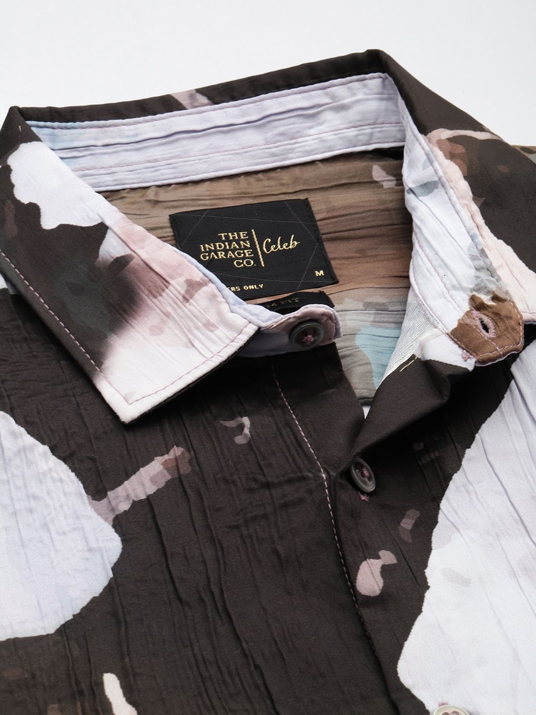 The Indian Garage Co Slim Fit Graphic Printed Crushed Casual Shirt