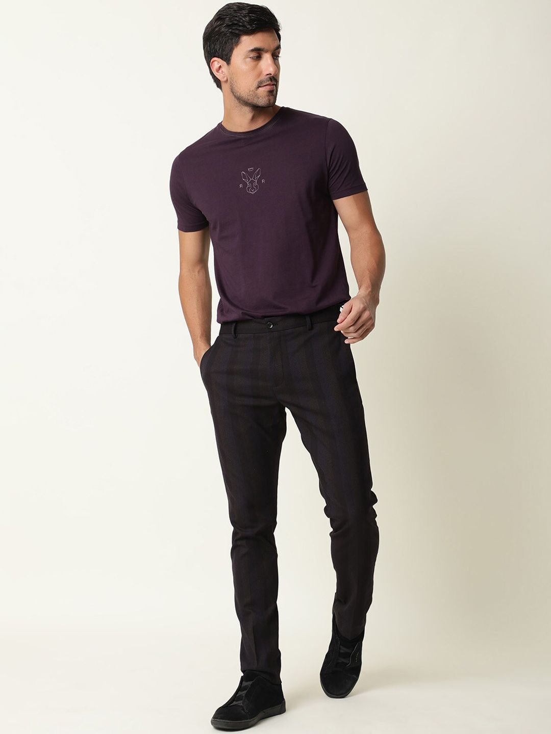 RARE RABBIT Men Onio Mid-Rise Slim Fit Trouser