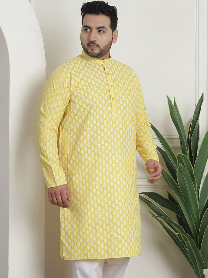SOJANYA PLUS Motif Etnik Bercetak Kolar Jalur Kurta Lurus