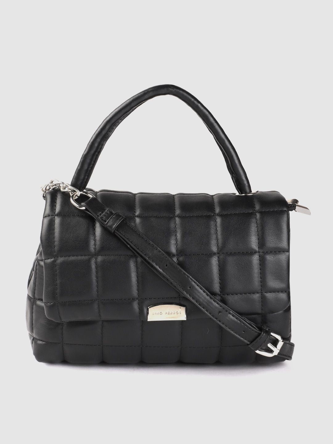 Lino Perros Women Black Quilted Structured Satchel