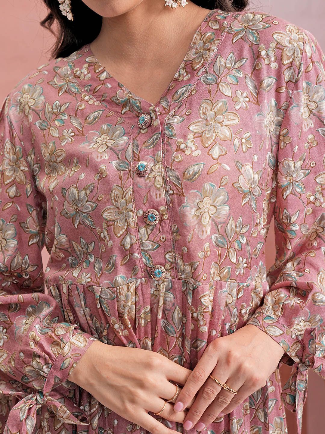 Vishudh Floral Printed Regular Kurta With Palazzos