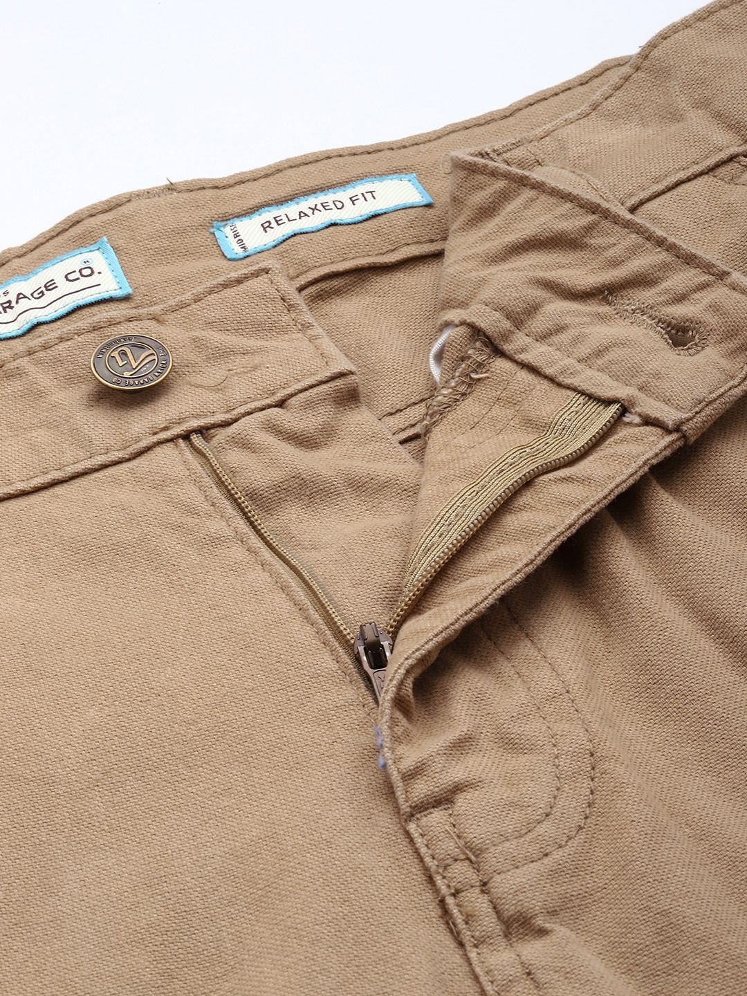 The Indian Garage Co. Men Relaxed Fit Pure Cotton Cargo Trousers