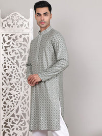 Jompers Men Geometric Embroidered Sequinned Kurta