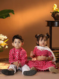 VASTRAMAY Infant Girls Leheriya Printed Ready to Wear Lehenga & Blouse With Dupatta