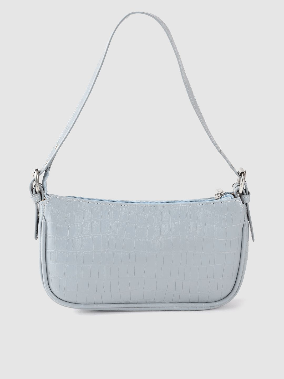 Lino Perros Blue Croc Textured Baguette Bag