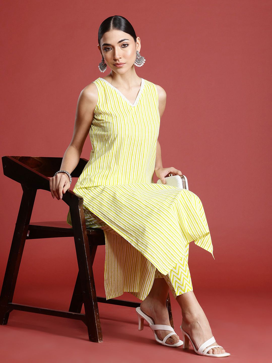 Indo Era Women Printed Pure Cotton Kurta with Trousers