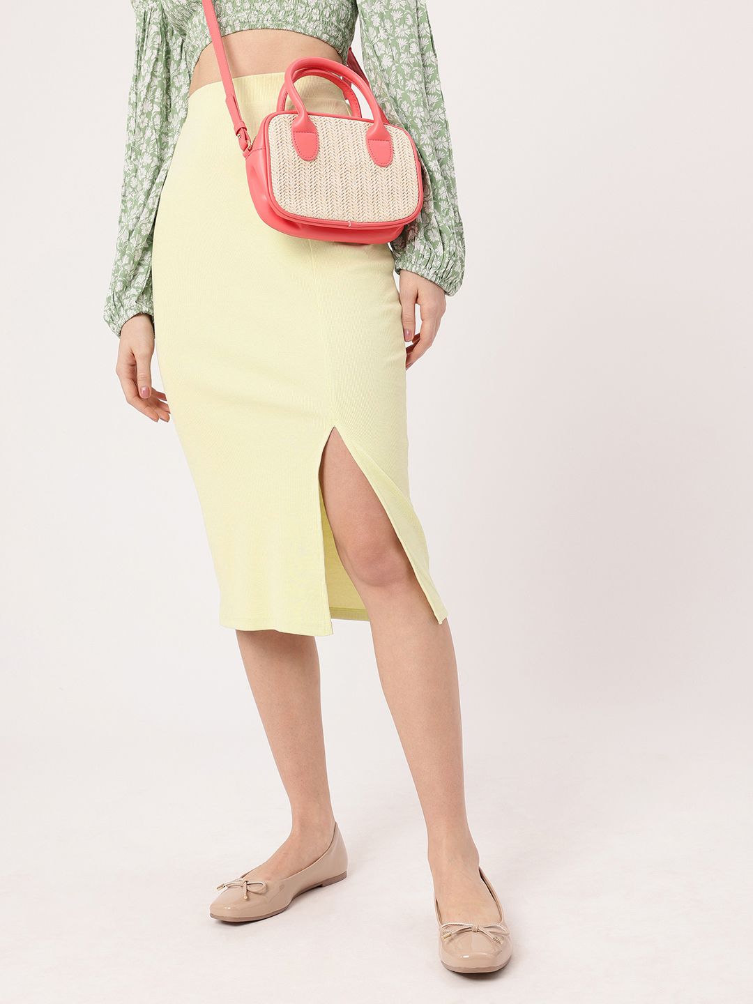 DressBerry The Rule-Breaker Ribbed Bodycon Midi Skirt