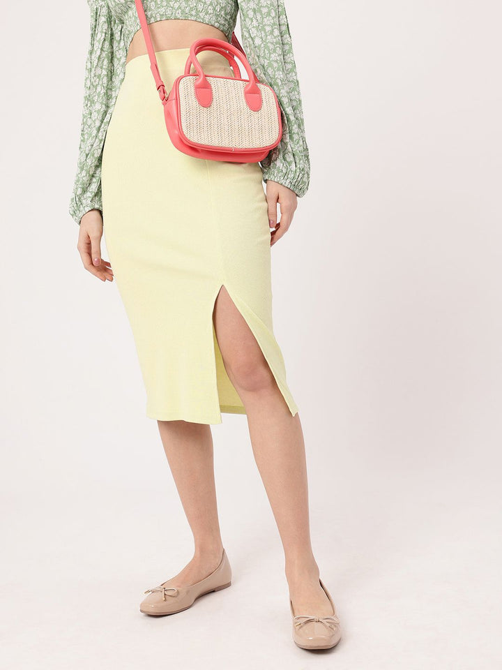 DressBerry The Rule-Breaker Ribbed Bodycon Midi Skirt