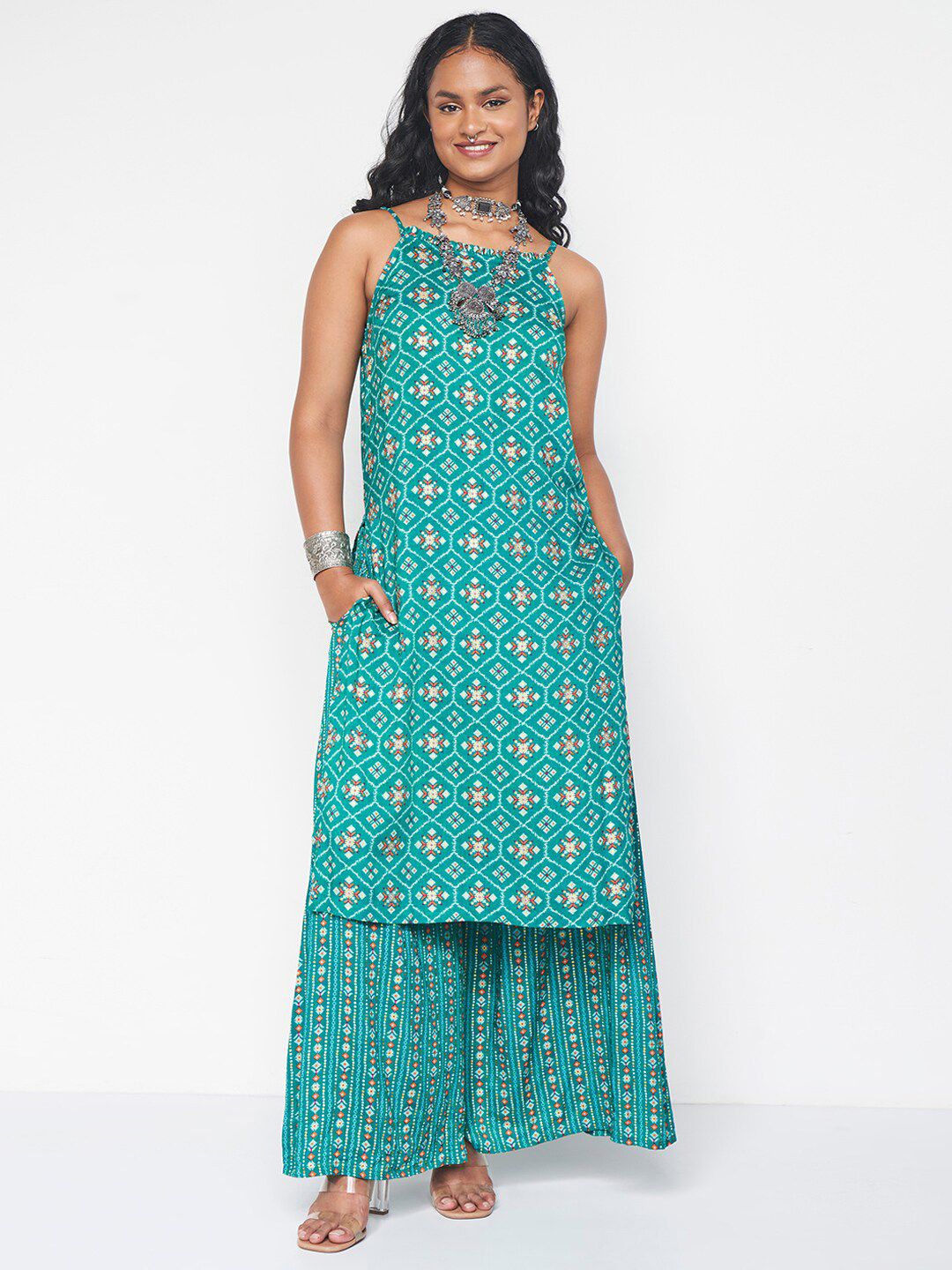 Global Desi Floral Printed Regular Kurta with Palazzos