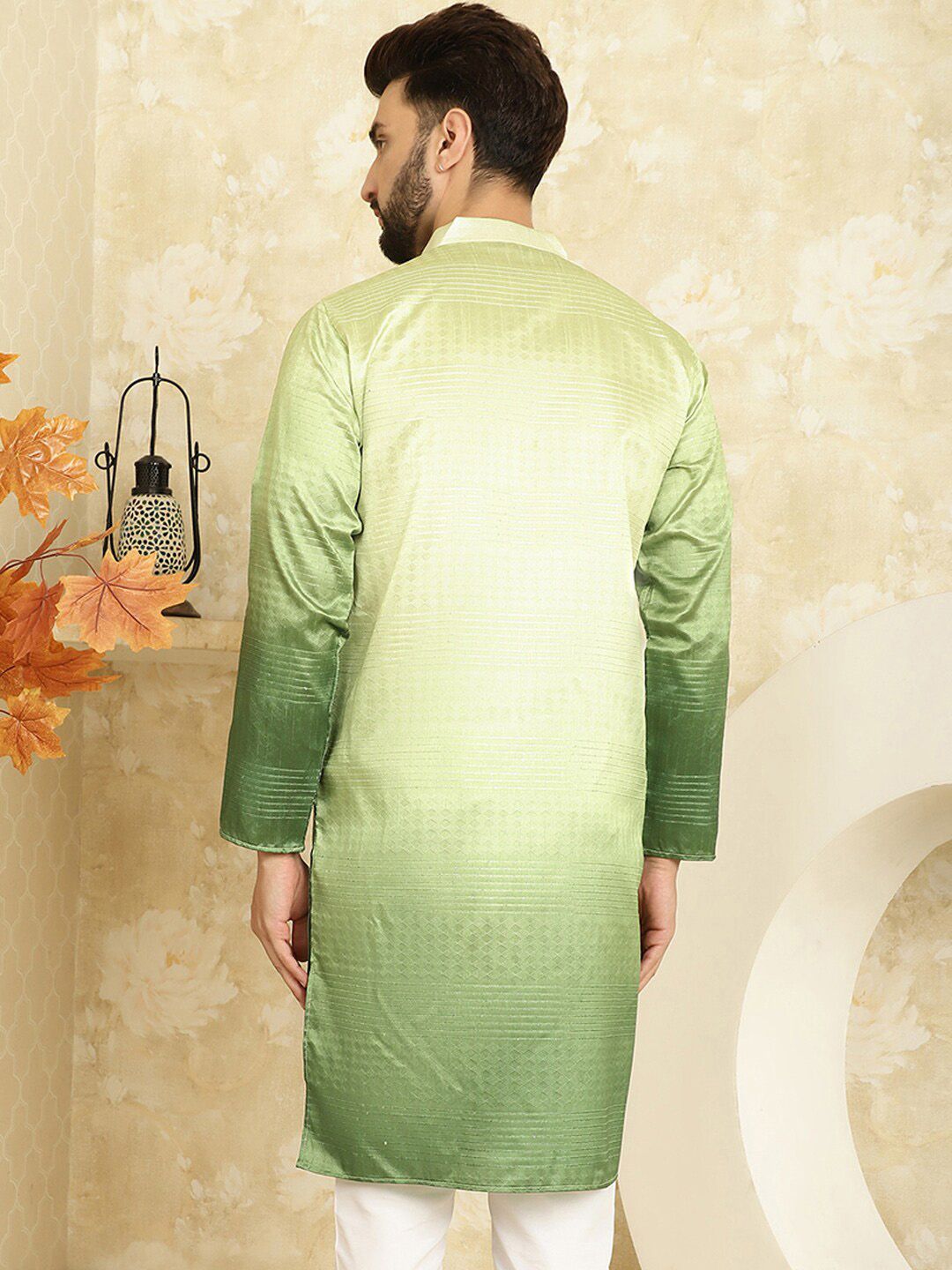 SOJANYA Ombre Printed Sequinned Silk Cotton Kurta