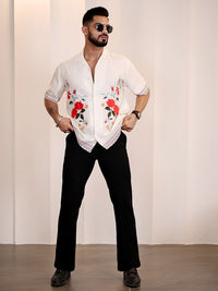 Eszett Men Floral Printed Cuban Collar Casual Shirt