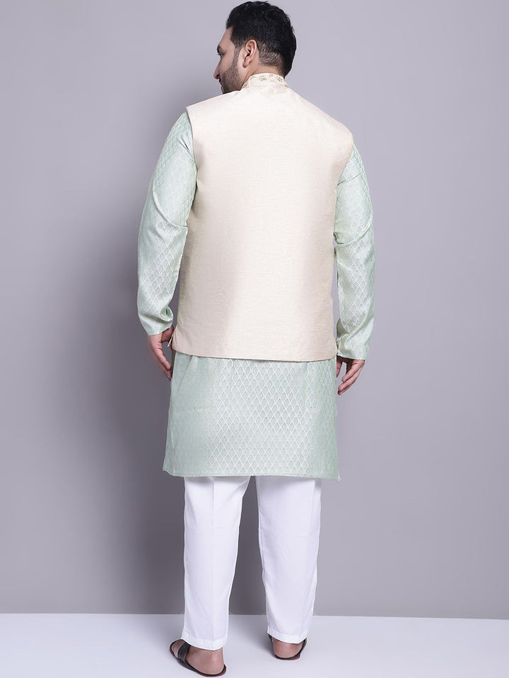 SOJANYA PLUS Plus Size Woven Design Kurta With Pyjamas & Nehru Jacket