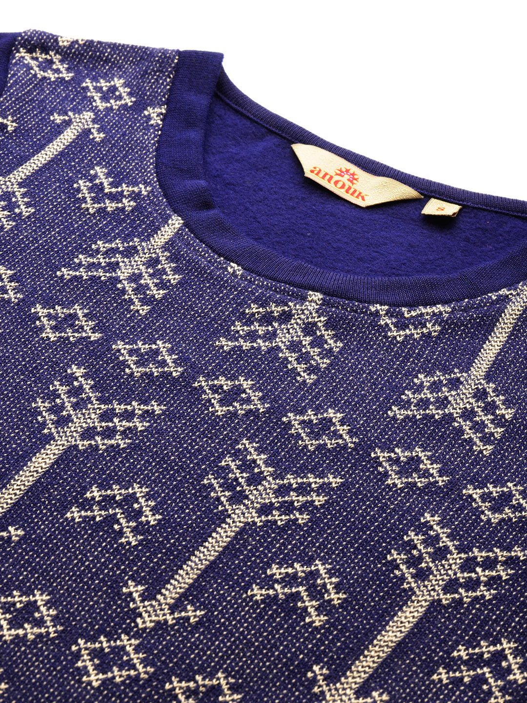 Anouk Geometric Woven Design Winter Kurta