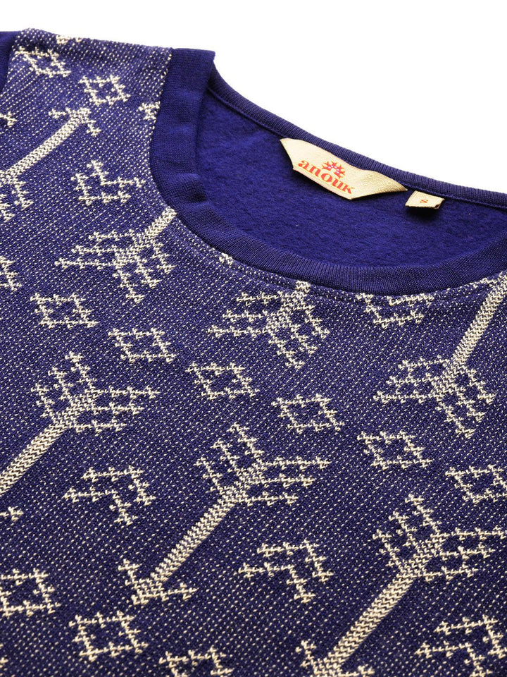Anouk Geometric Woven Design Winter Kurta