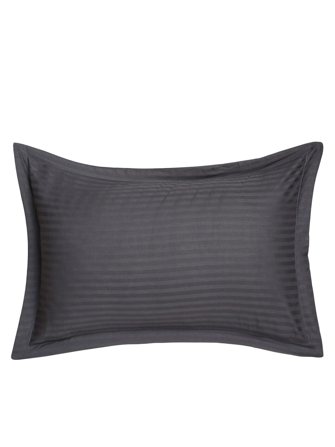 HOSTA HOMES Set of 2 Grey Self Design 280 TC Satin Cotton Pillow Cover