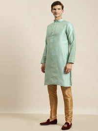 SOJANYA Kurta Belang Hijau Laut Lelaki dengan Jaket Churidar & Nehru