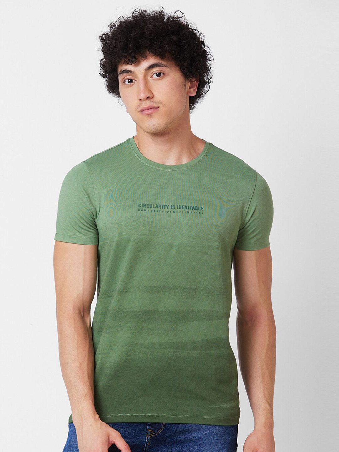 SPYKAR Typography Printed Slim Fit T-shirt