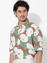 RARE RABBIT Men Yuki Boxy Opaque Floral Printed Shirt