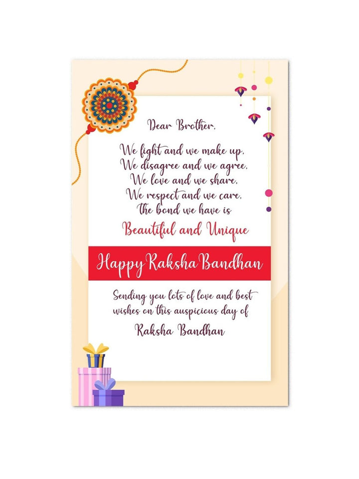 eCraftIndia Set of 4 Floral & Diamonds Lumba Designer Rakhis With Ferrero Rocher
