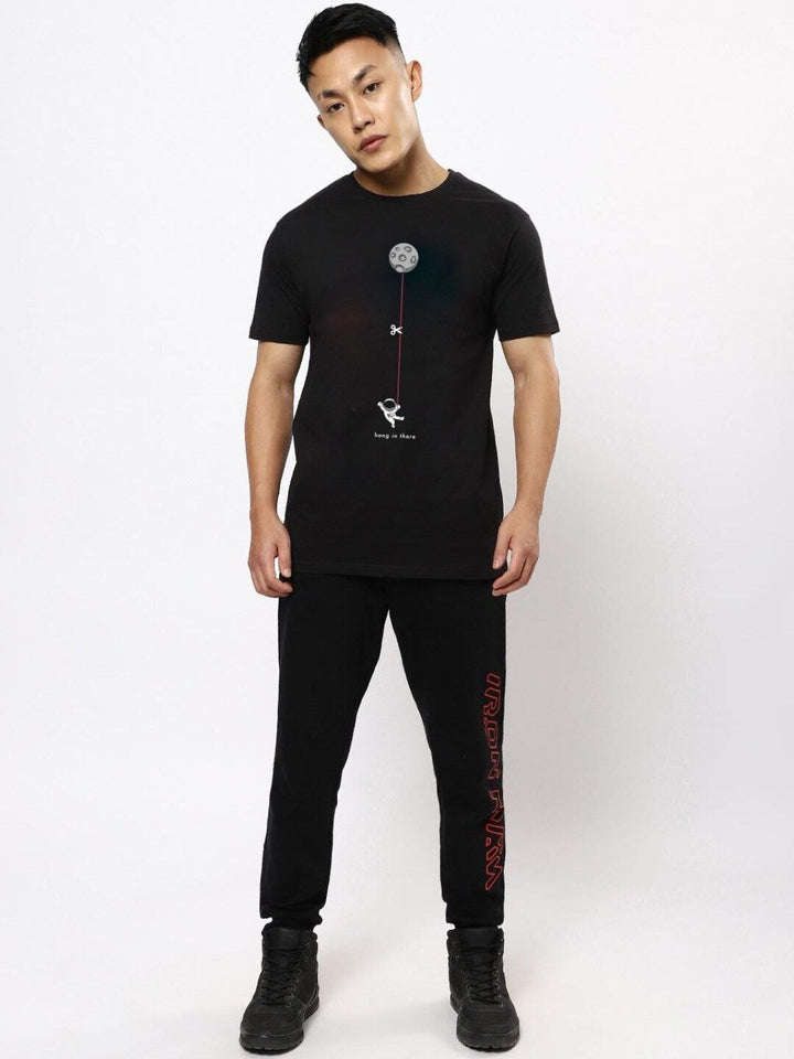 Bewakoof Men Black Printed Pure Cotton  T-shirt