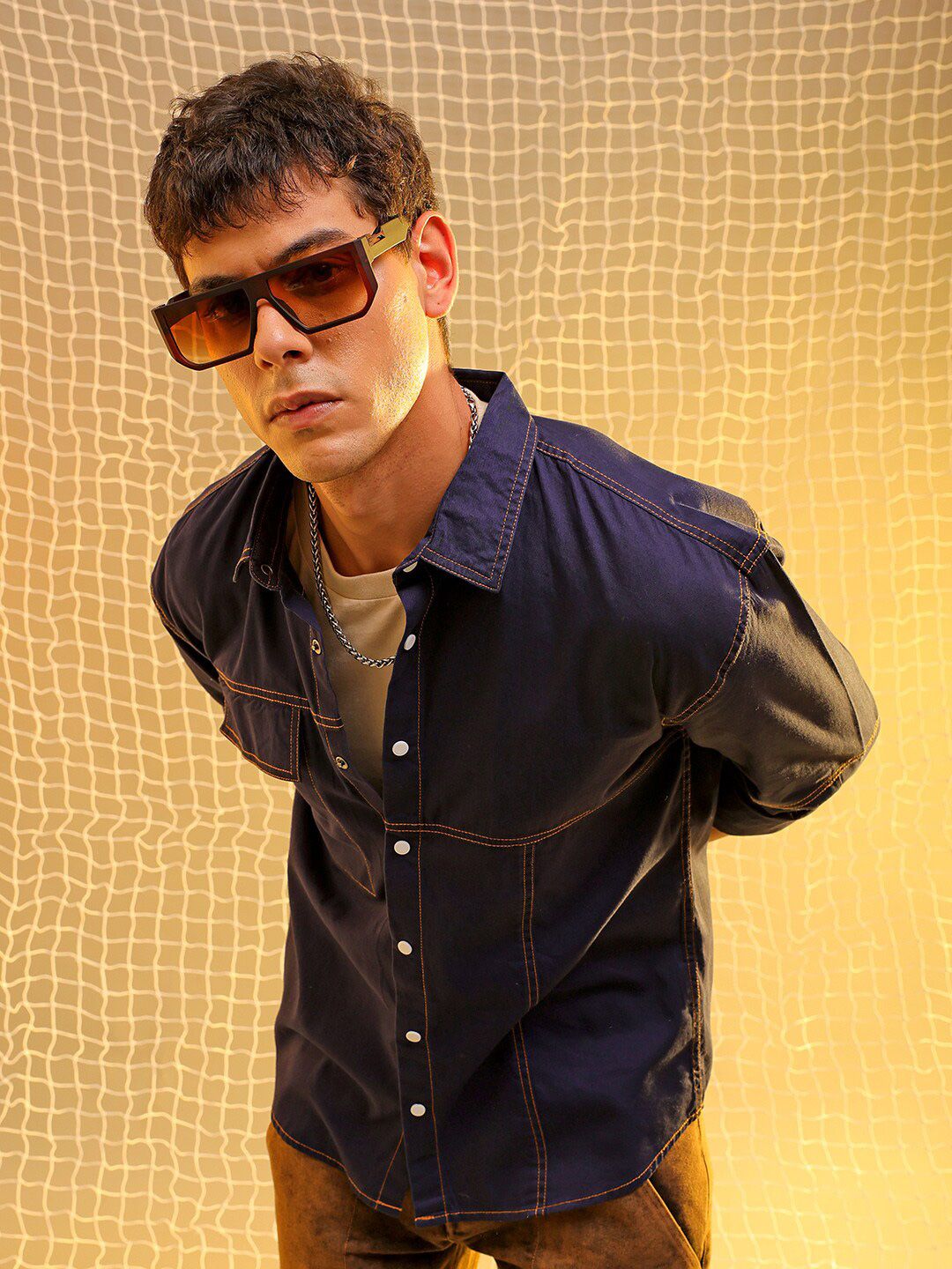 The Indian Garage Co Spread Collar Long Sleeves Cotton Casual Shirt