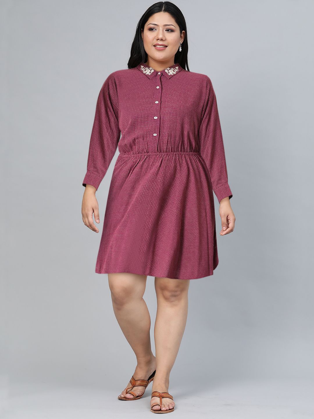 W Pink Printed Chiffon Dress