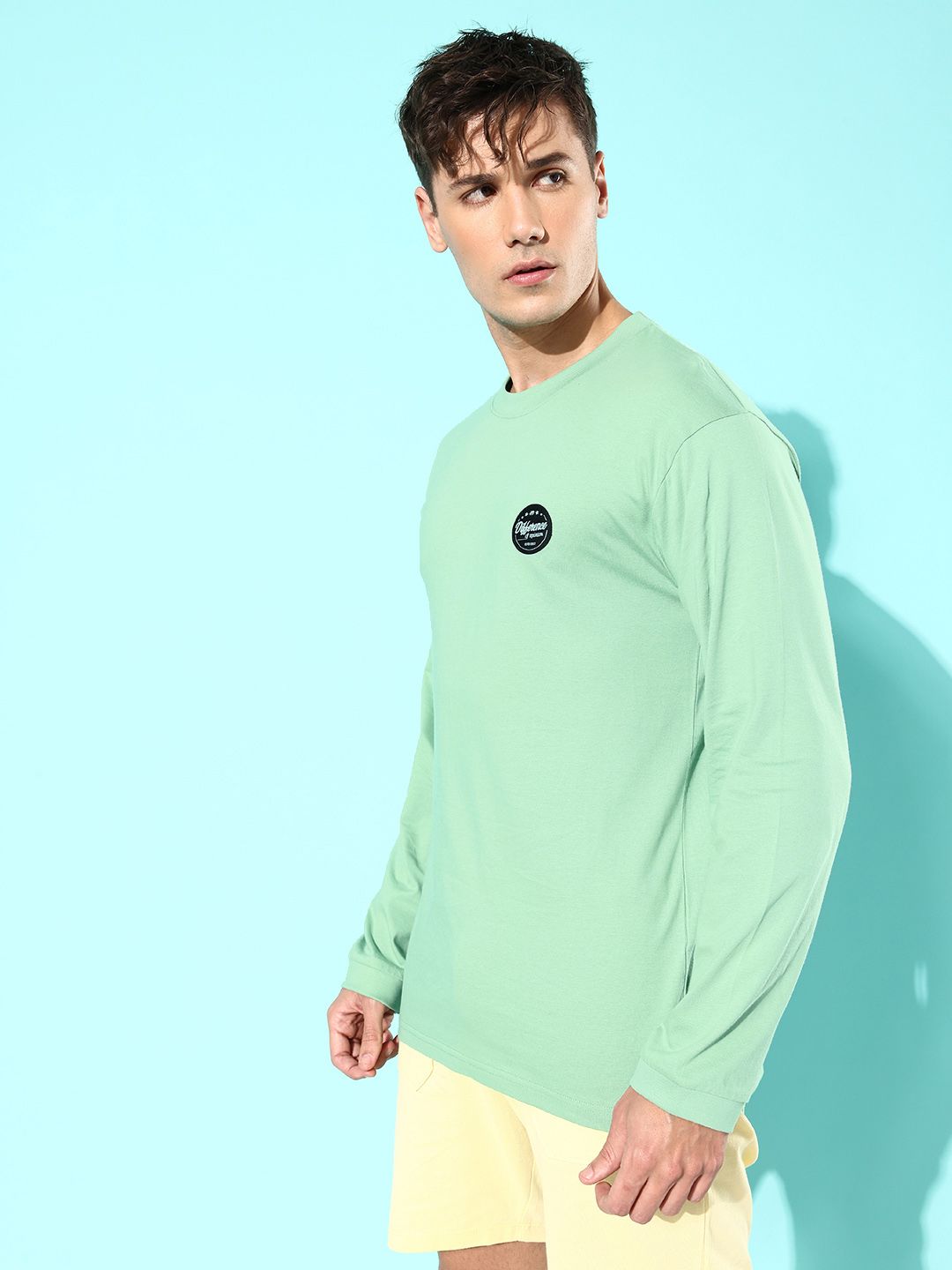 Difference of Opinion Men Sea Green Printed Pure Cotton Oversized T-shirt
