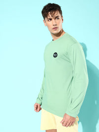 Difference of Opinion Men Sea Green Printed Pure Cotton Oversized T-shirt