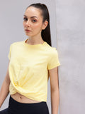 HRX by Hrithik Roshan Twisted Front Cotton Cropped Yoga T-shirt