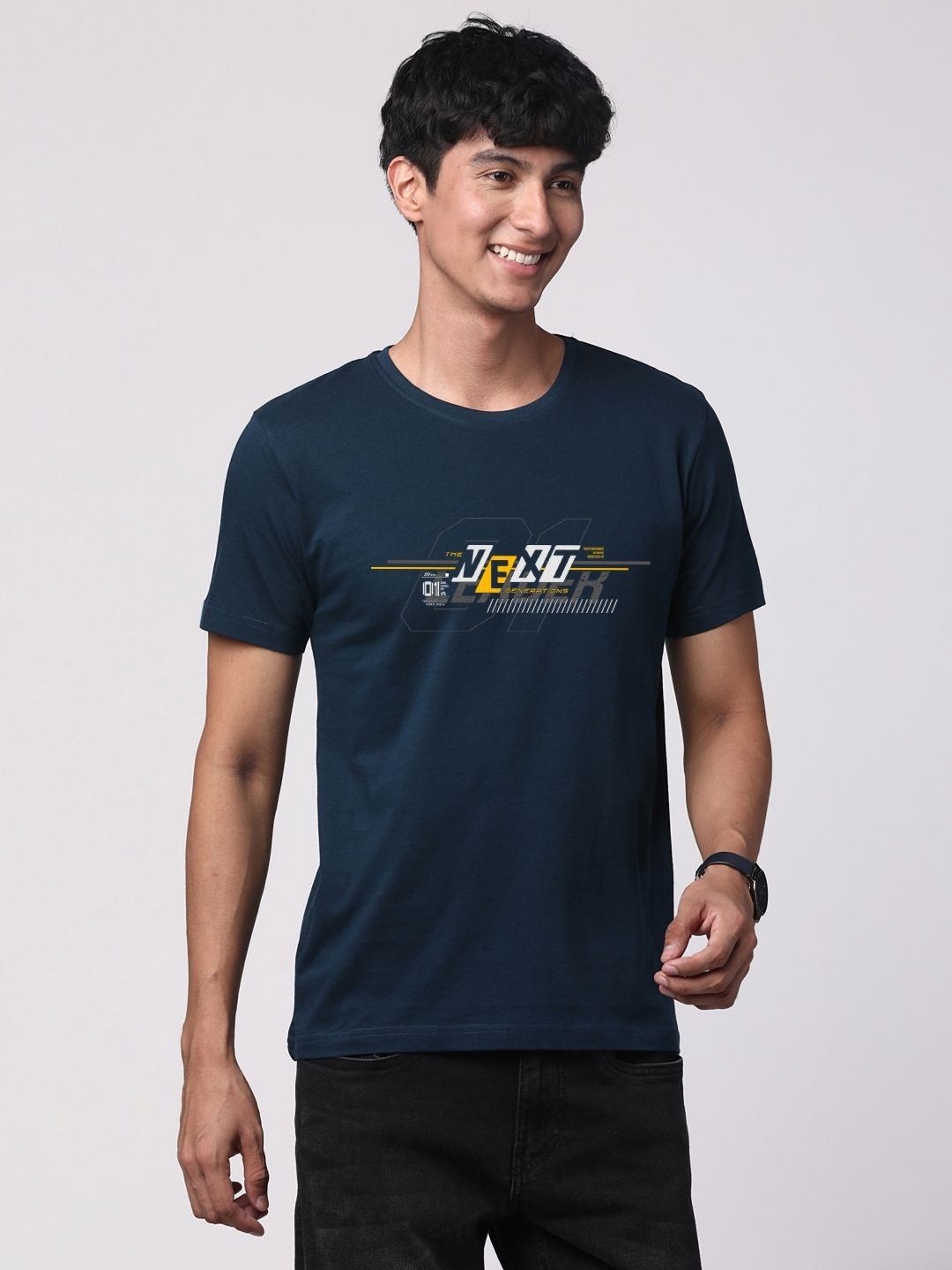 ADRO Men Graphic Printed Round Neck Cotton T-shirt