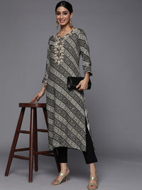 Varanga Women Black & Beige Bandhani Printed Indie Prints Kurta