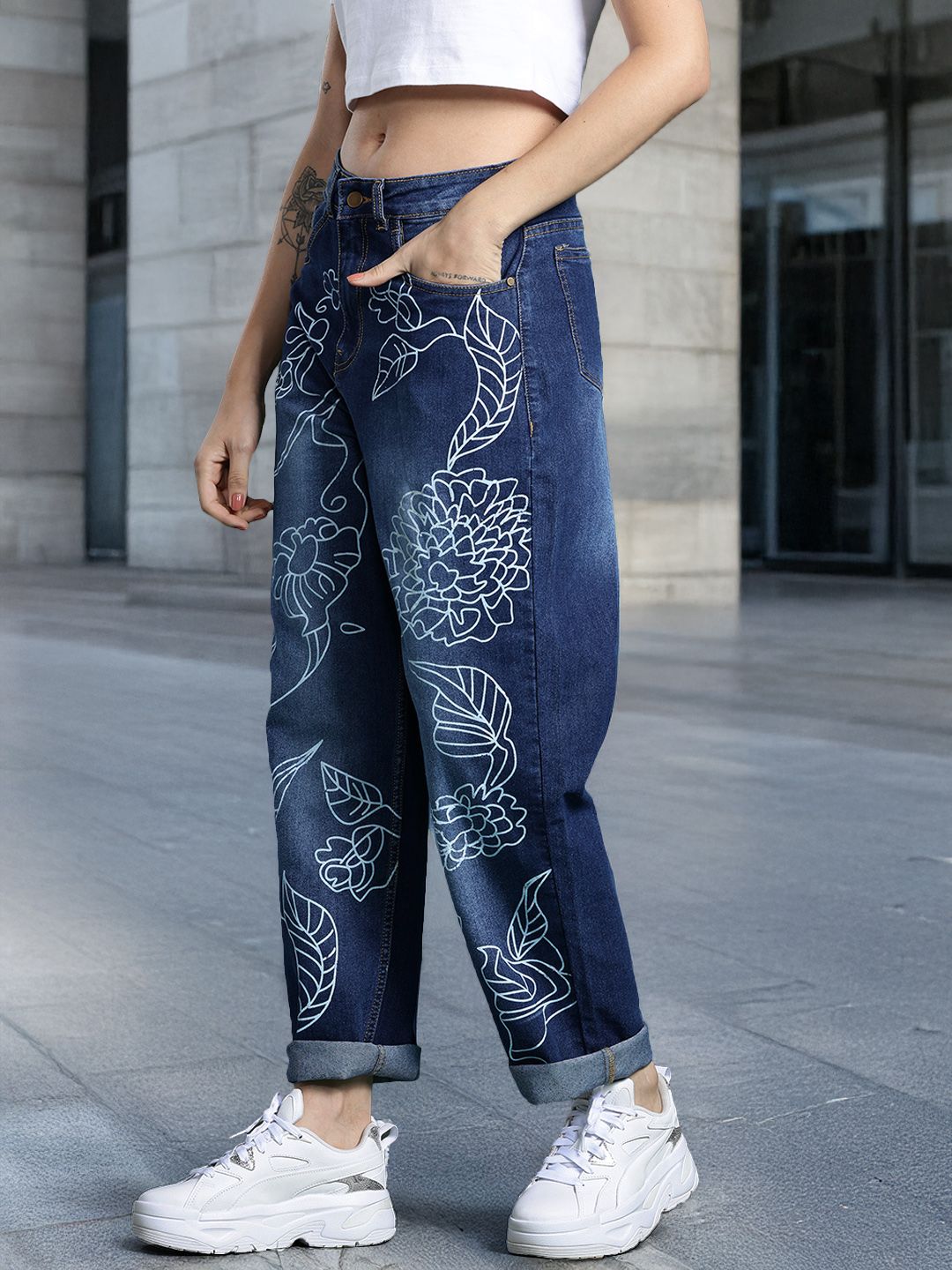 DressBerry Women Printed Slouchy Fit Jeans