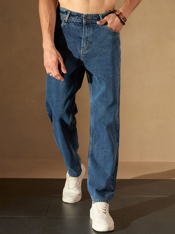 DENNISON Men Smart Baggy Fit Clean Look Cotton Jeans