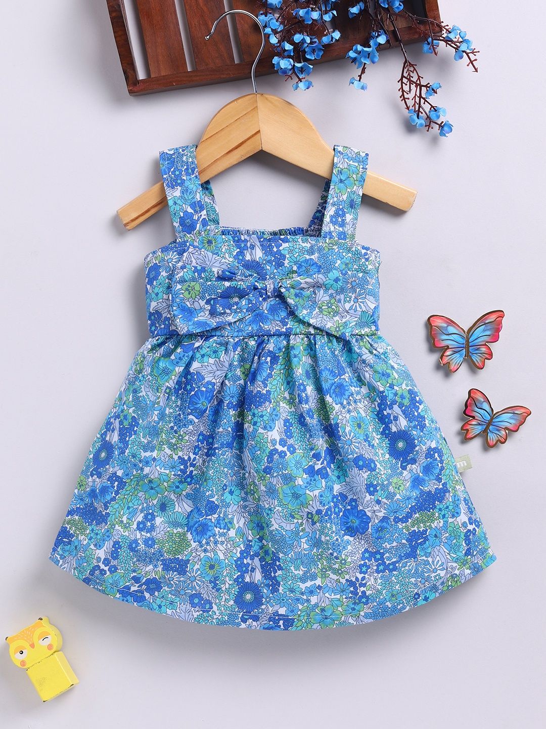Moms Love Infant Girls Cotton Floral Print Fit & Flare Dress