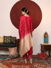 Varanga Women Maroon Yoke Design Kurta with Trousers & With Dupatta