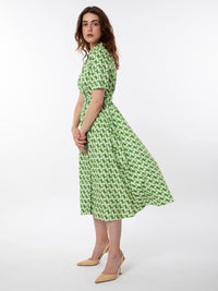 RAREISM Geometric Printed Cotton Midi Shirt Dress